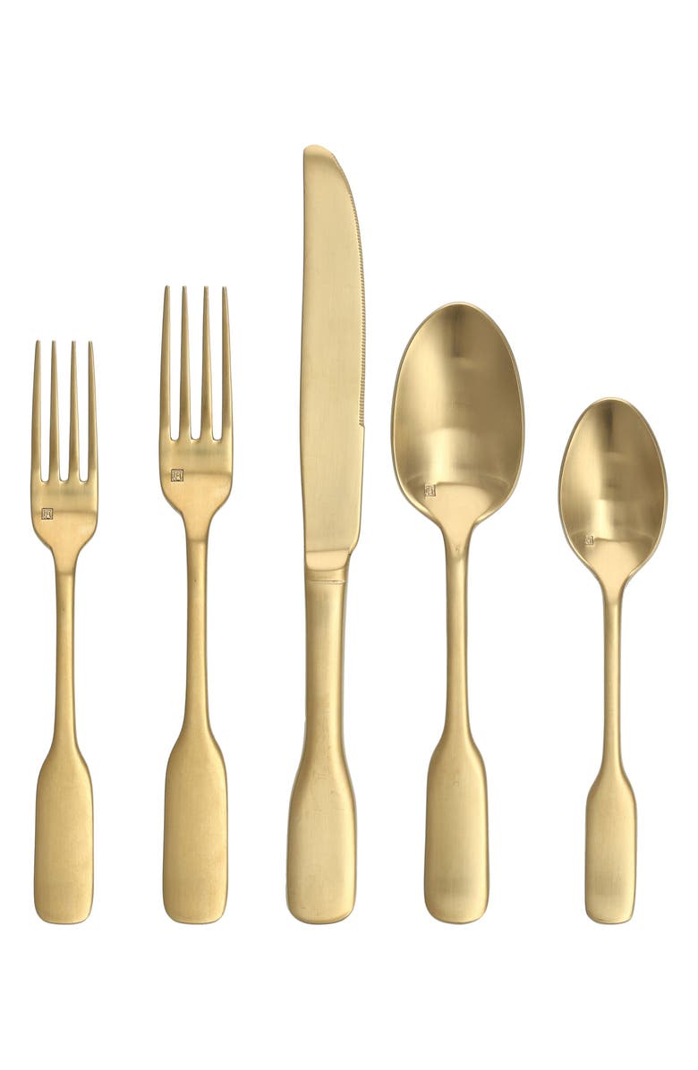 Fortessa Ashton Brushed 20-Piece Flatware Set, Main, color, Gold