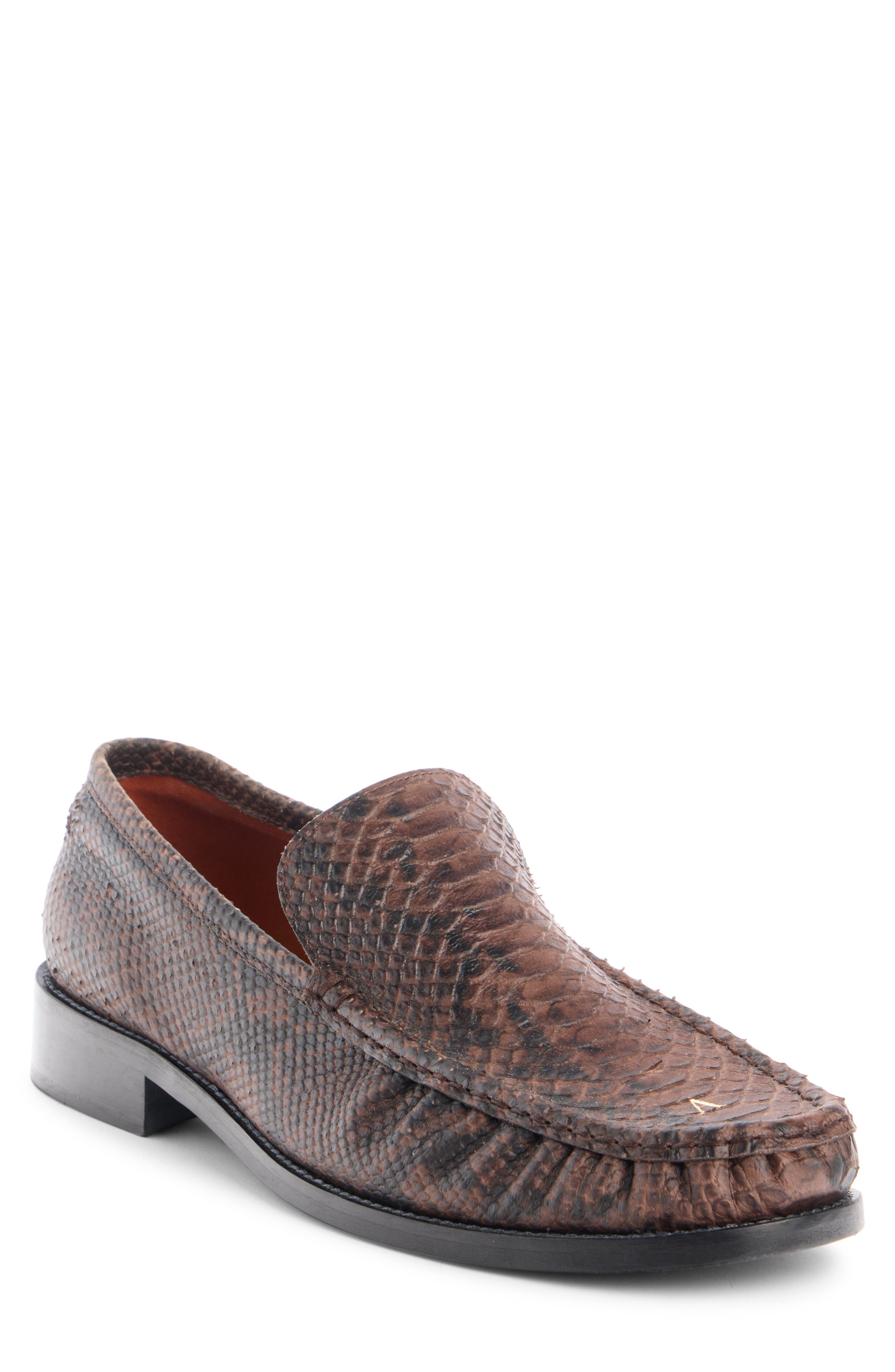 Acne Studios Python Print Loafer, Main, color, Brown