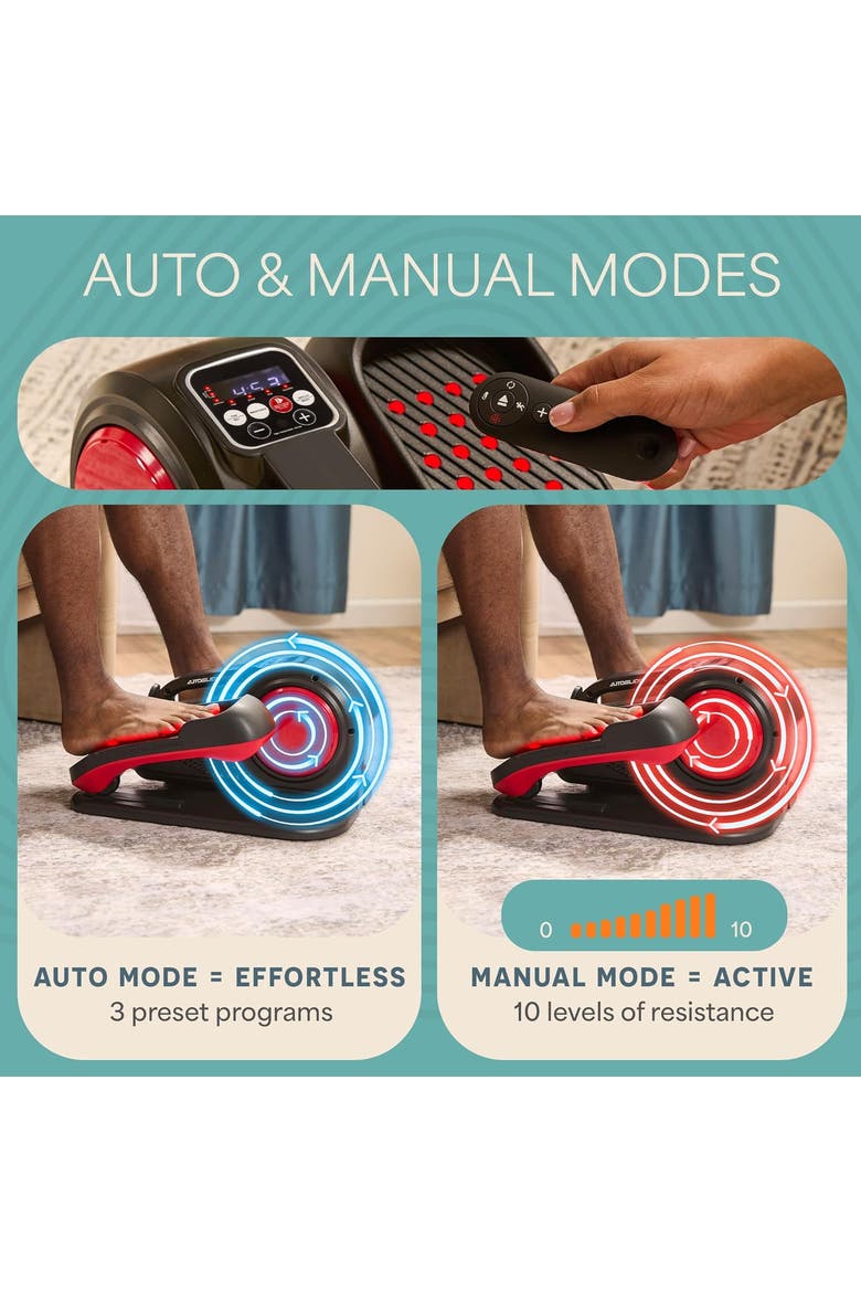 AutoGlide Under Desk Bike Pedal Exerciser Seated Pedal Exerciser for Home or Office, Alternate, color, with Red Light