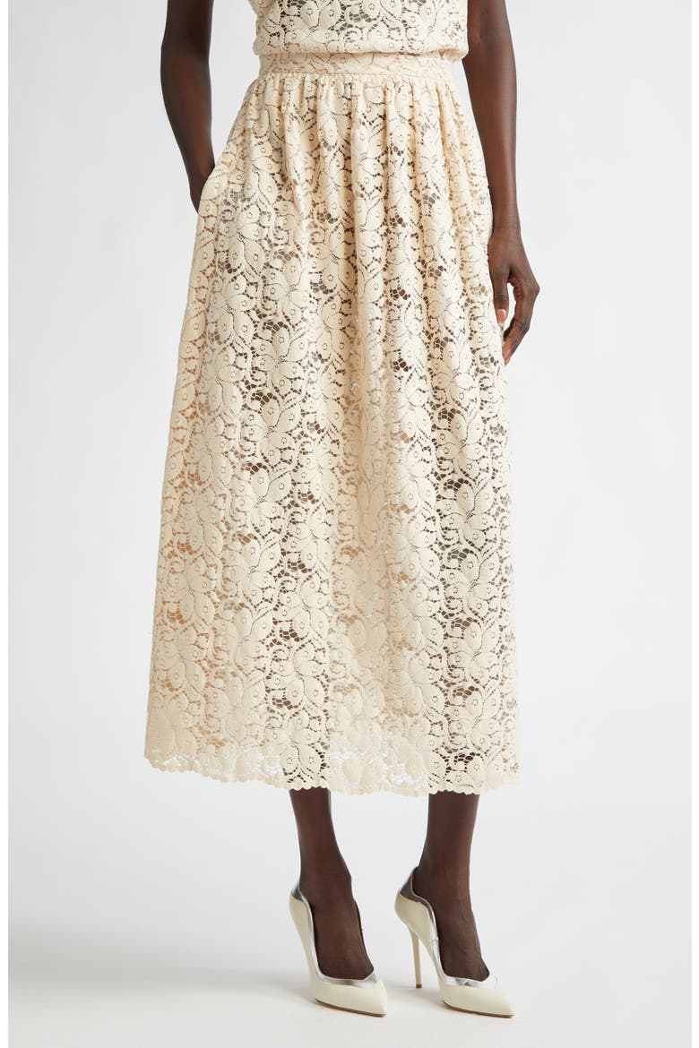 Floral Guipure Lace Midi Skirt, Main, color, PINK BLUSH