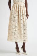 ST. JOHN Floral Guipure Lace Midi Skirt