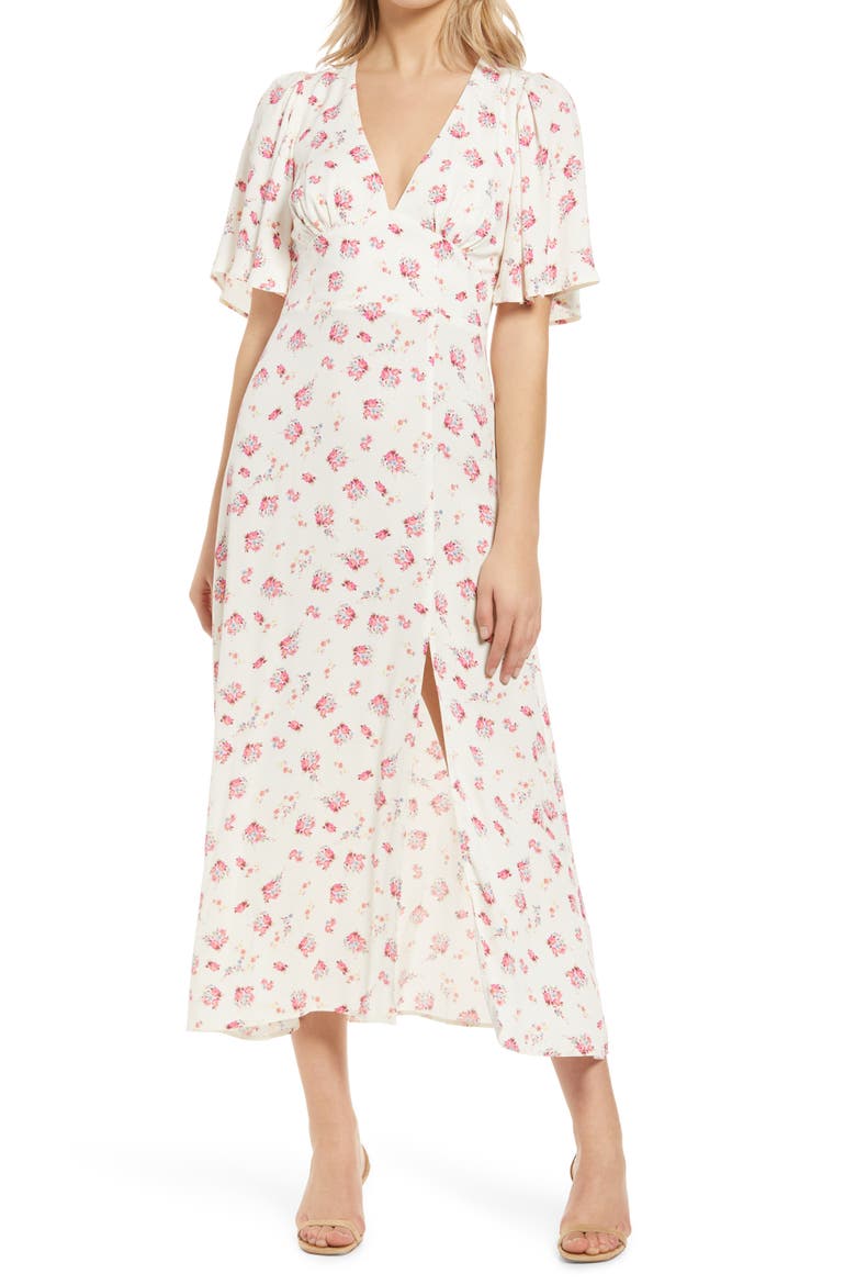 Zelda Open Back Midi Dress, Main, color, BLANC BLUSH FLORAL