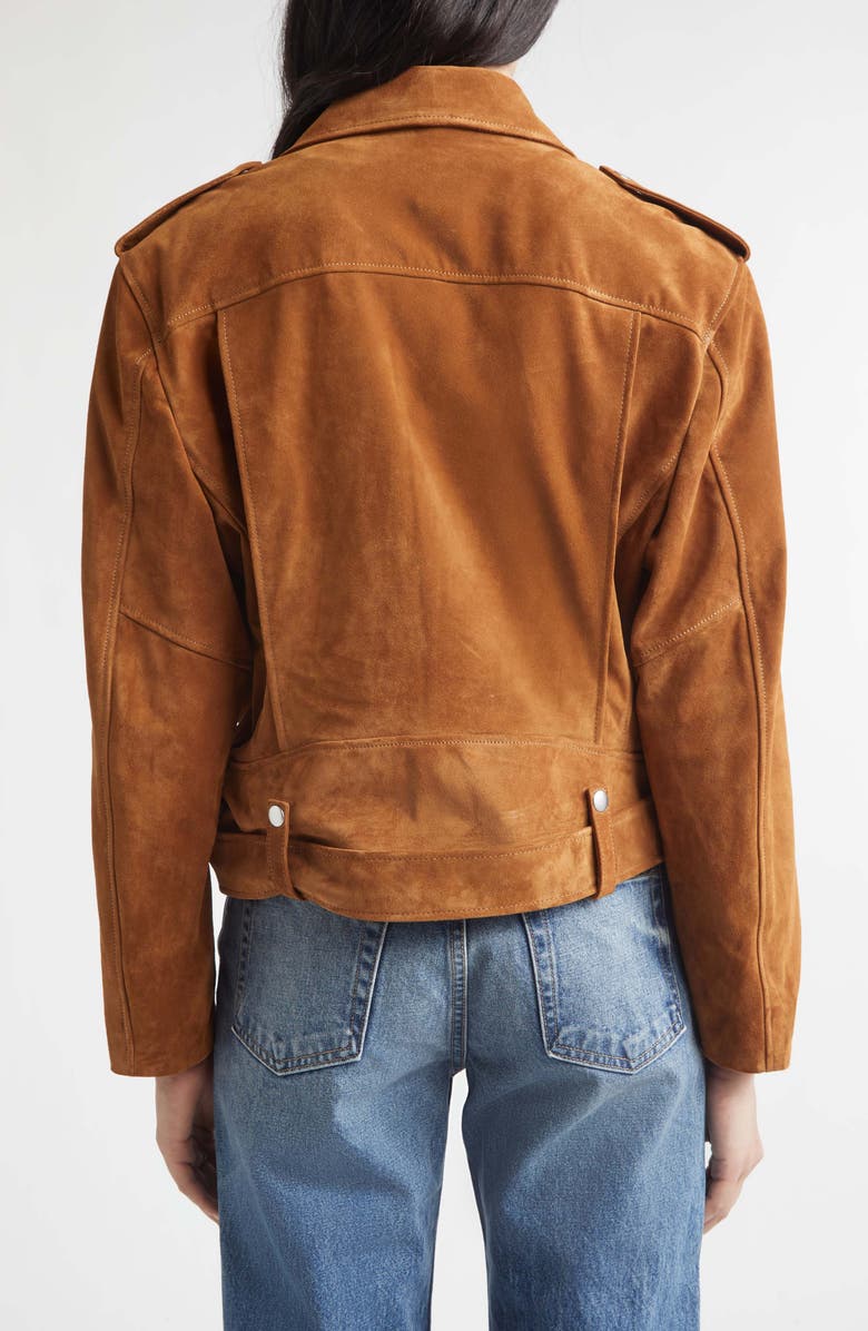 Nili Lotan Evel Suede Biker Jacket, Alternate, color, Martora
