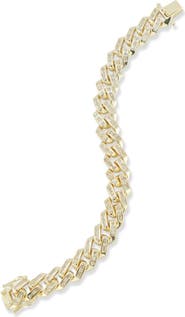 SPHERA MILANO Baguette Cubic Zirconia Curb Chain Bracelet