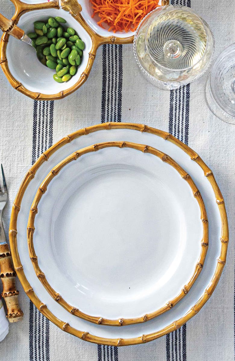 Juliska Bamboo Ceramic Dinner Plate, Alternate, color, Natural