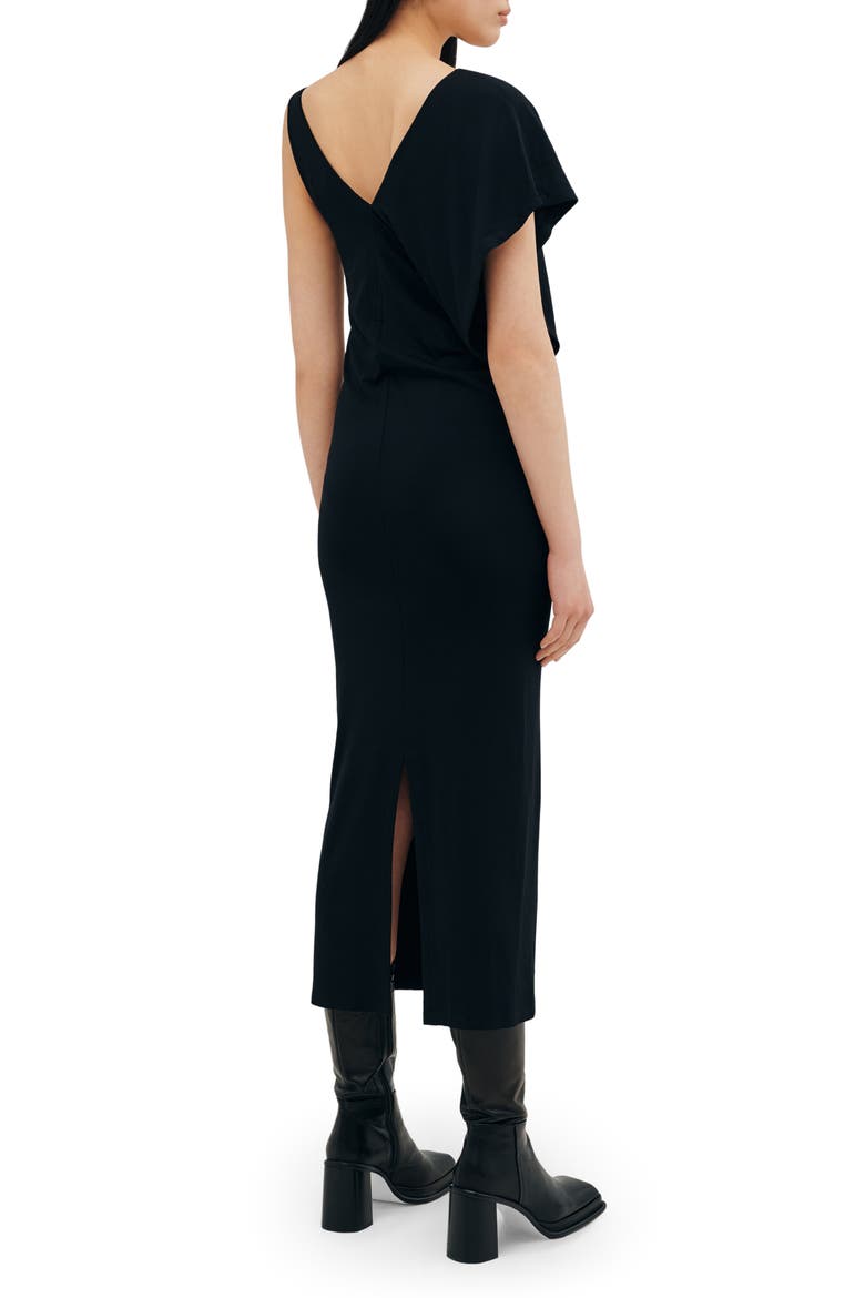 Tulum Asymmetric Maxi Dress, Alternate, color, BLACK