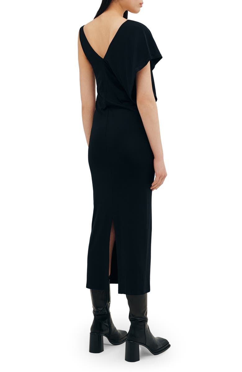 Two Lines by Marcella Tulum Asymmetric Maxi Dress, Alternate, color, Black