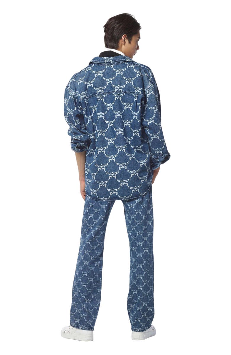 MCM Lauretos Monogram Denim Shirt, Alternate, color, Indigo
