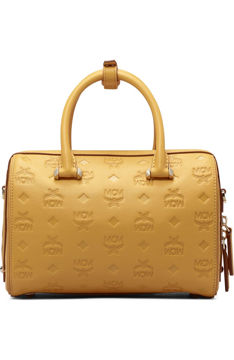 MCM Essential Boston 23 Monogram Leather Satchel, Alternate, color,