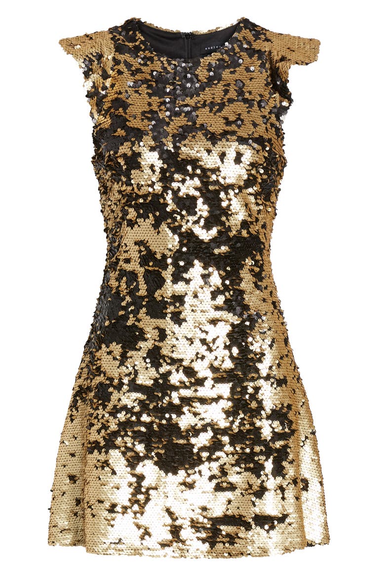Sequin Babydoll Dress, Alternate, color, GOLD