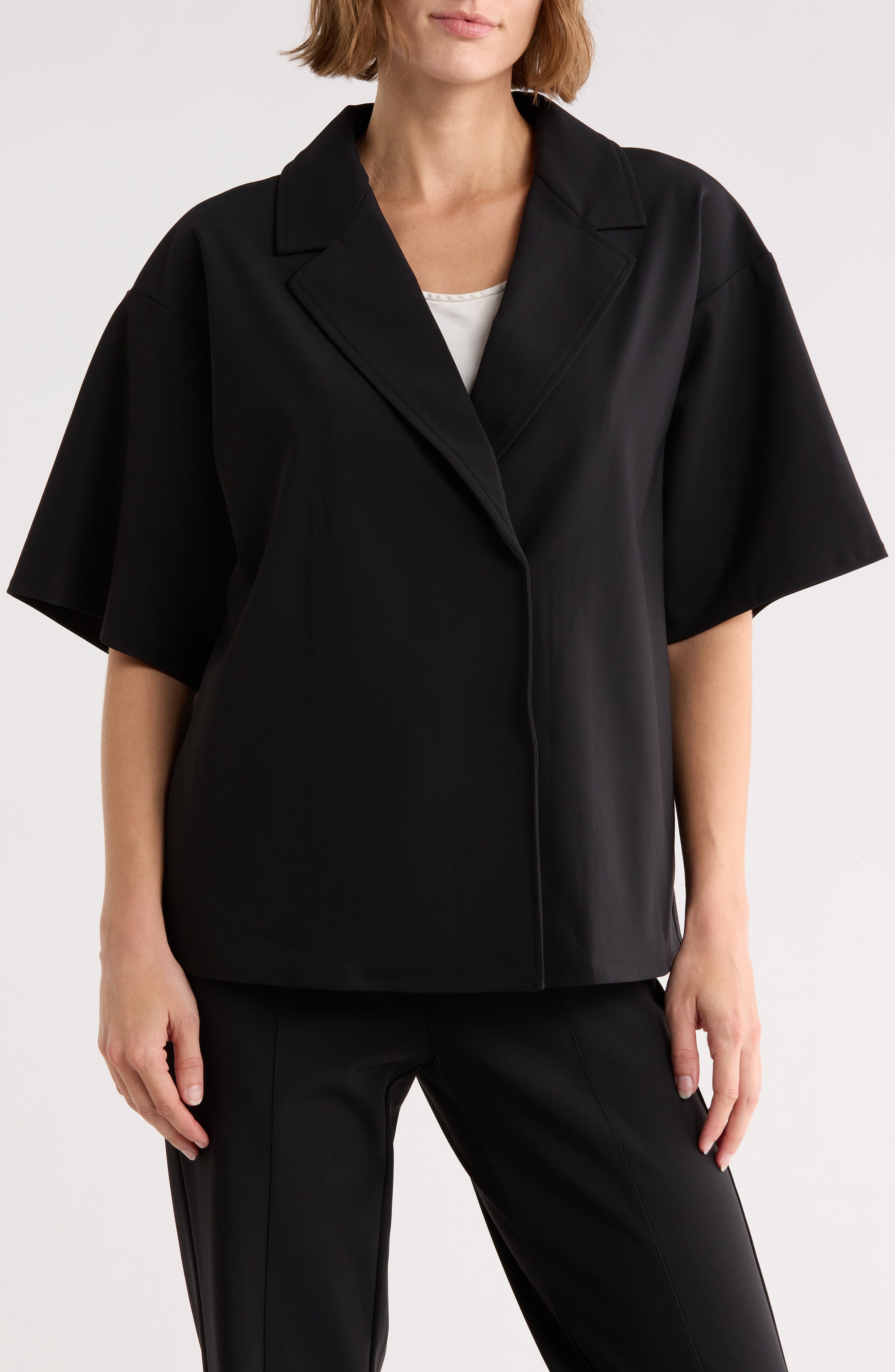 Bernardo Knit Gabardine Blazer Shirt