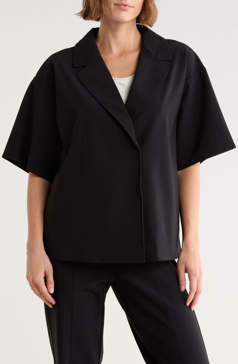 Bernardo Knit Gabardine Blazer Shirt, Main, color, Black