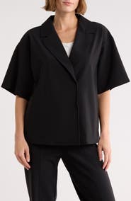 Bernardo Knit Gabardine Blazer Shirt
