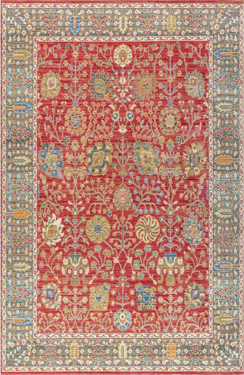 JONATHAN Y India Flower and Vine Burgundy Area Rug, Alternate, color, Burgundy