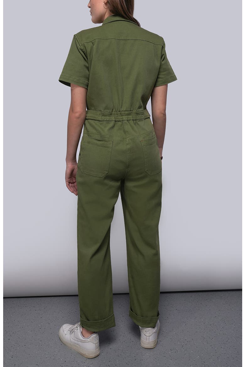Essential Denim High Waisted Coverall, Alternate, color, MOSS GREEN