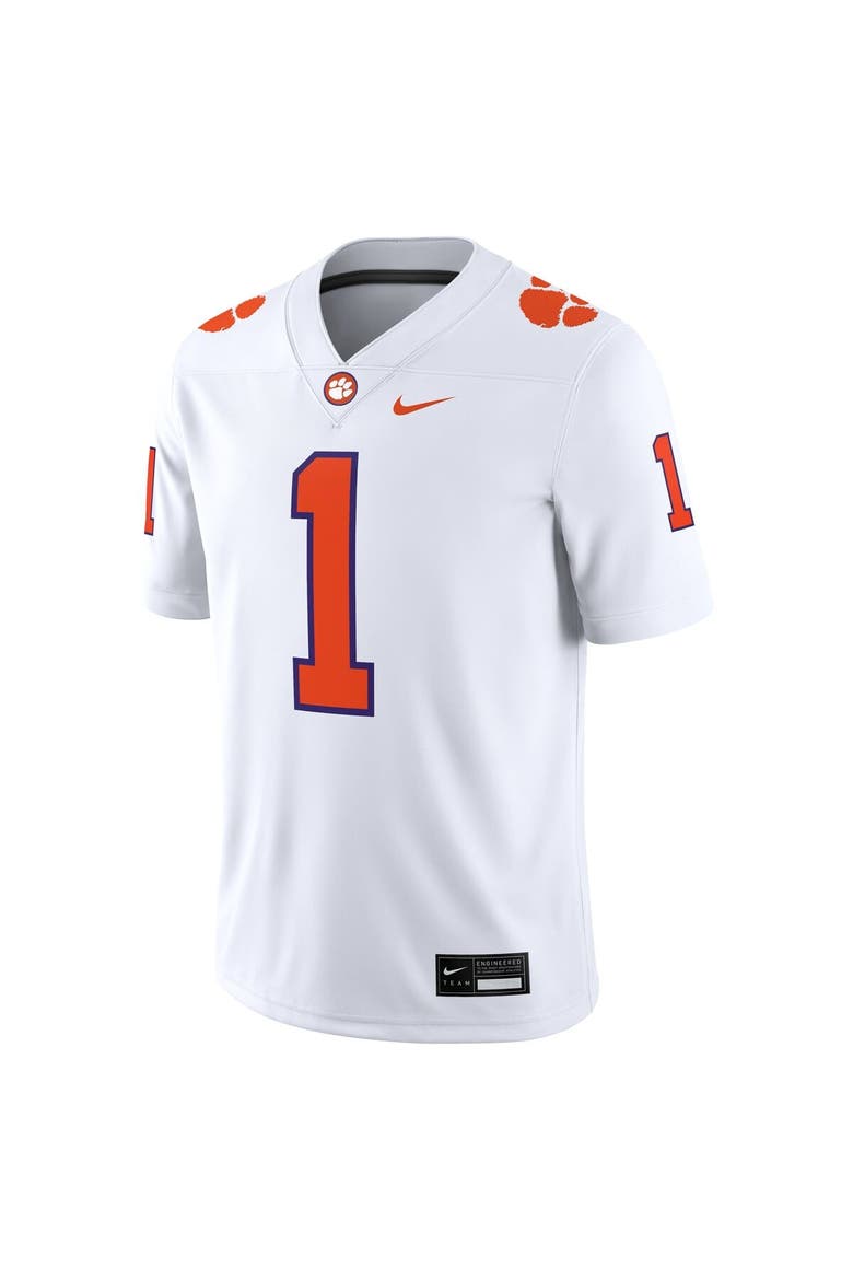 Men's Nike #1 White Clemson Tigers Game Jersey, Alternate, color, White