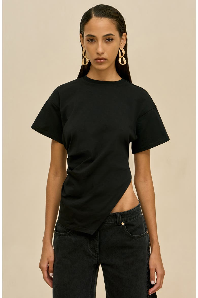 Cata Asymmetrical T-Shirt, Alternate, color, BLACK