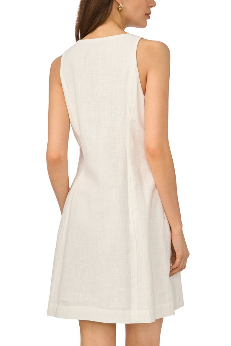 Shell Button Front A-Line Dress, Alternate, color, BRIGHT WHITE