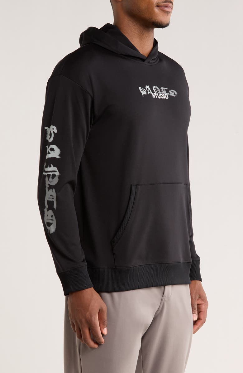 SANTO STUDIO Tempo Tonal Comfort Performance Hoodie, Alternate, color, Black