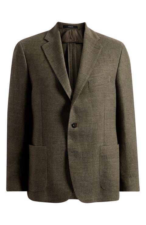 Icon Relaxed Fit Green Mélange Cotton & Linen Sport Coat