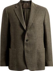 Vince Icon Relaxed Fit Green Mélange Cotton & Linen Sport Coat