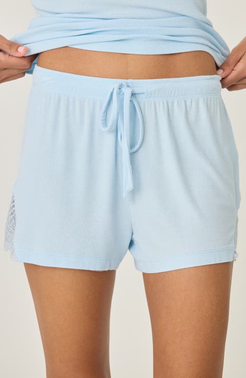 Lace Trim Rib Shorts