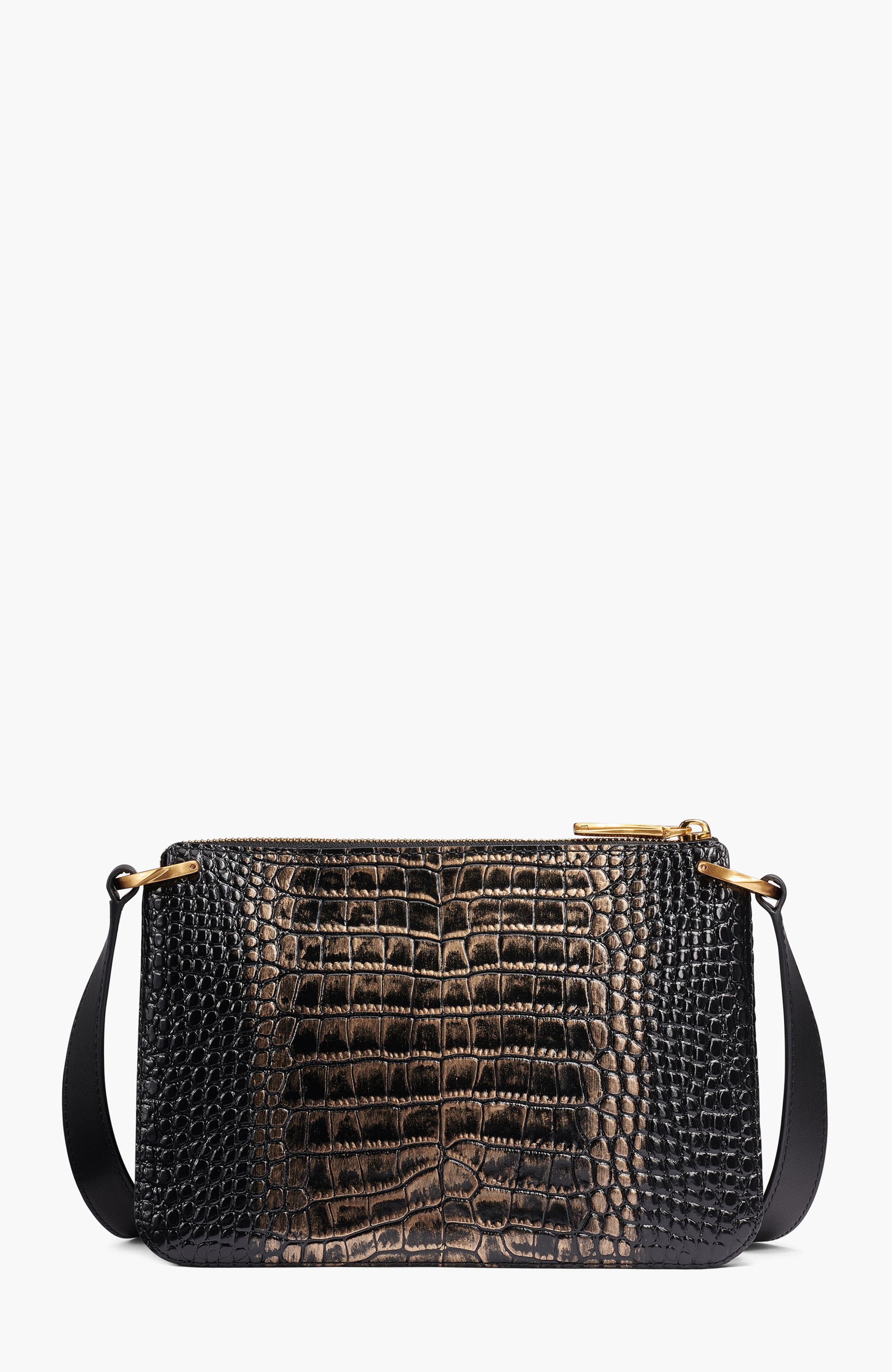 Glenwood Crossbody Bag, Alternate, color, Black/Gold Crocodile