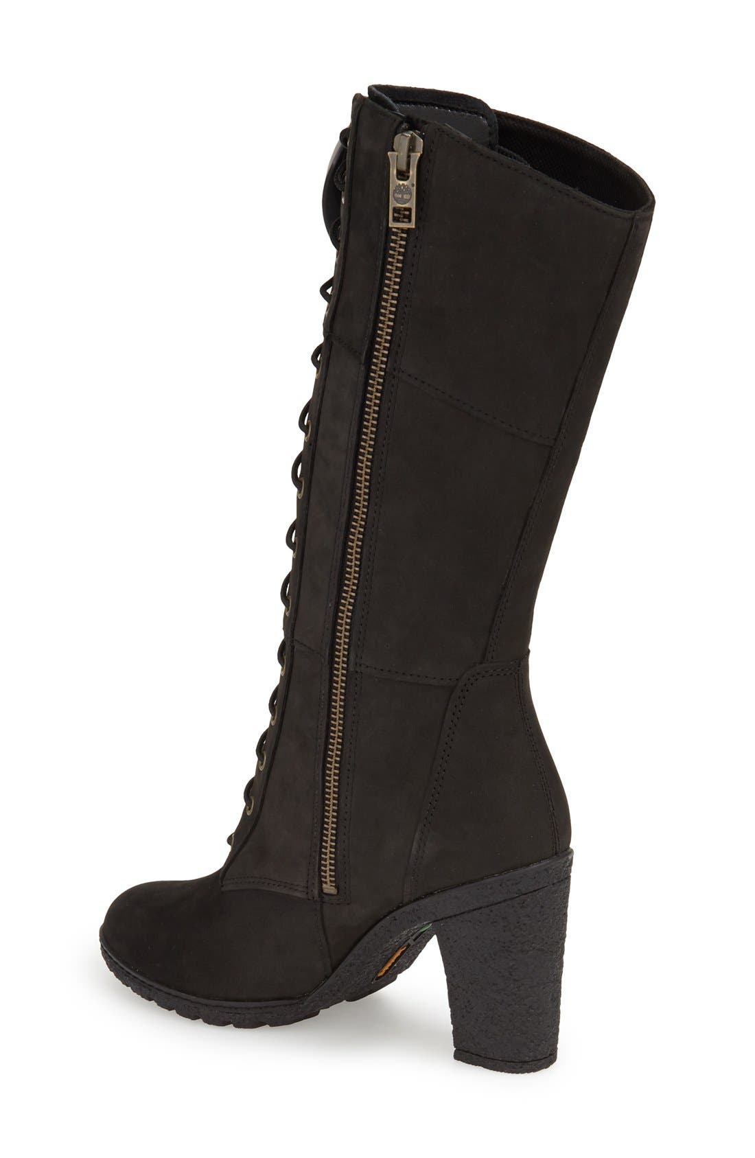 Timberland 'Glancy 10 Inch' Lace-Up Boot, Alternate, color, Black Nubuck Leather