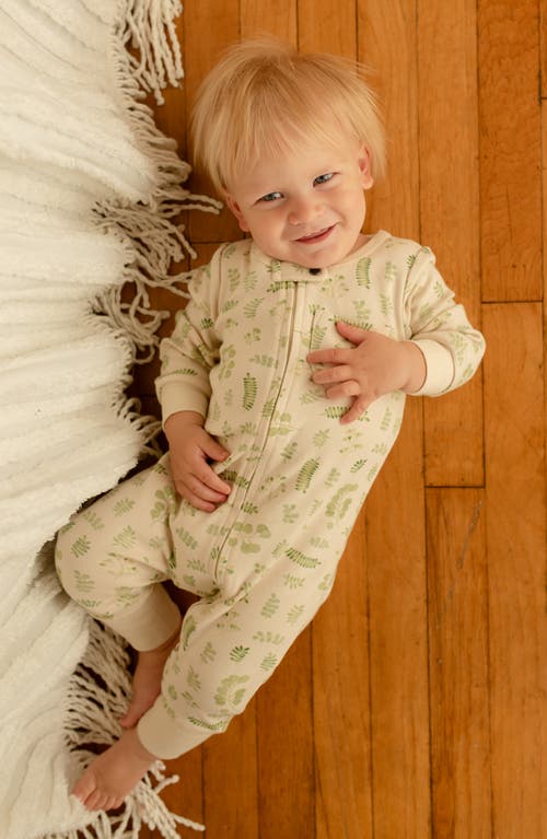 L'ovedbaby Print Organic Cotton Romper In Stone Botanica