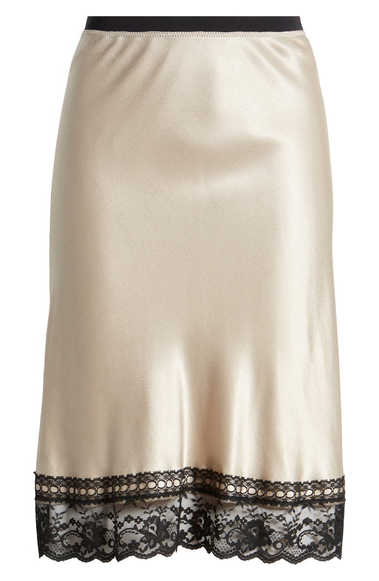 Rails Cherry Lace Trim Satin Slip Skirt, Alternate, color, Champagne