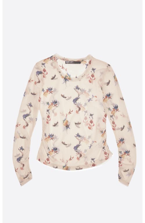 Bimba Y Lola Flowers Scan Tulle Fitted T-shirt In Neutral