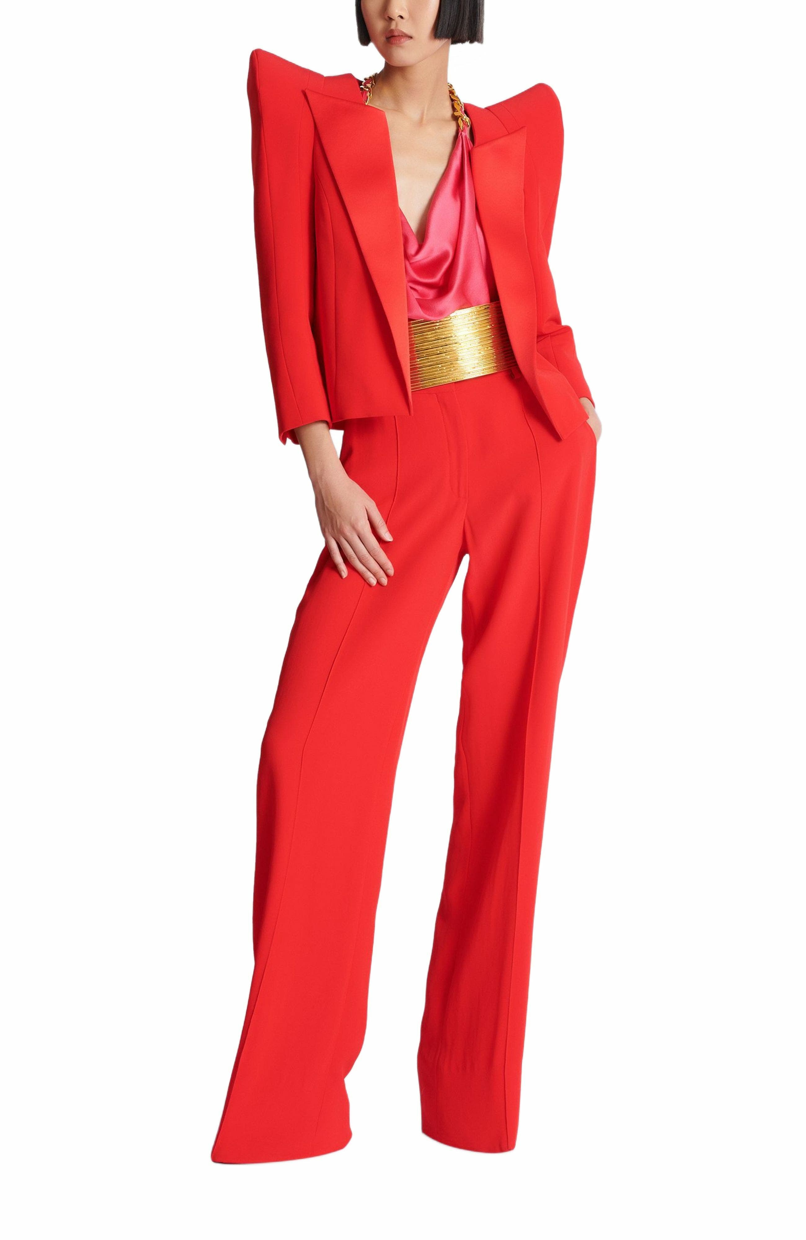 Cropped Crepe Jacket With Structured Shoulders - image 2
