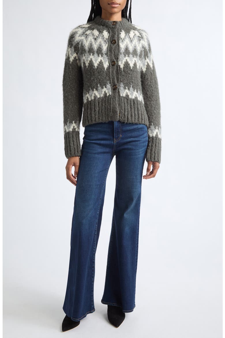 Christina Fair Isle Cardigan, Alternate, color, GREEN SHADOW MULTI