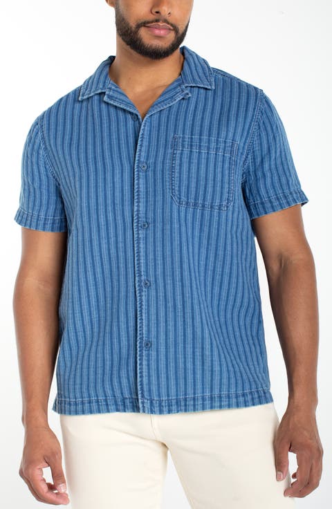 Stripe Denim Camp Shirt