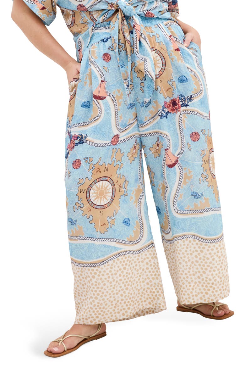 Postcard Print Pants, Main, color, VOYAGE PRINT