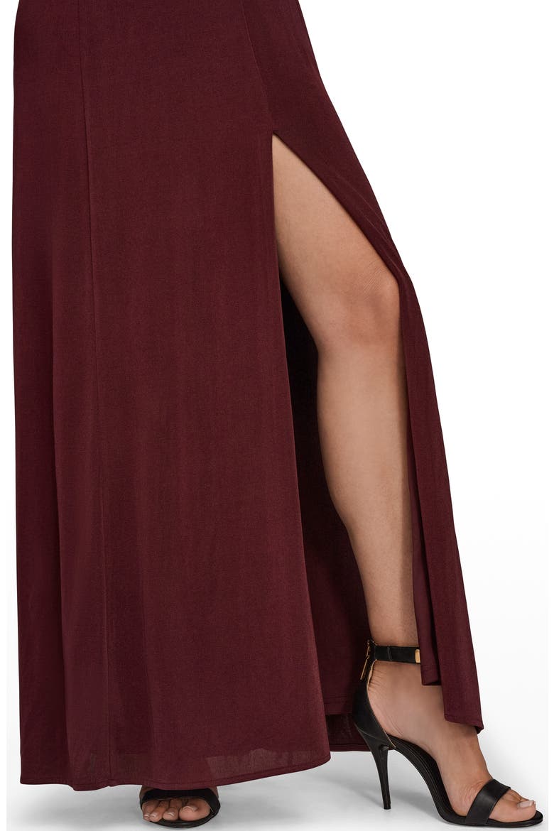 Drape Sleeveless Side Slit Gown, Alternate, color, BERRY