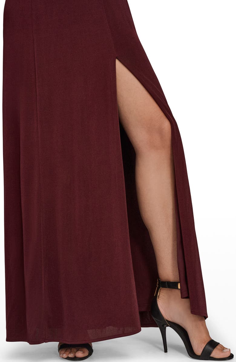 Donna Karan New York Drape Sleeveless Side Slit Gown, Alternate, color, Berry