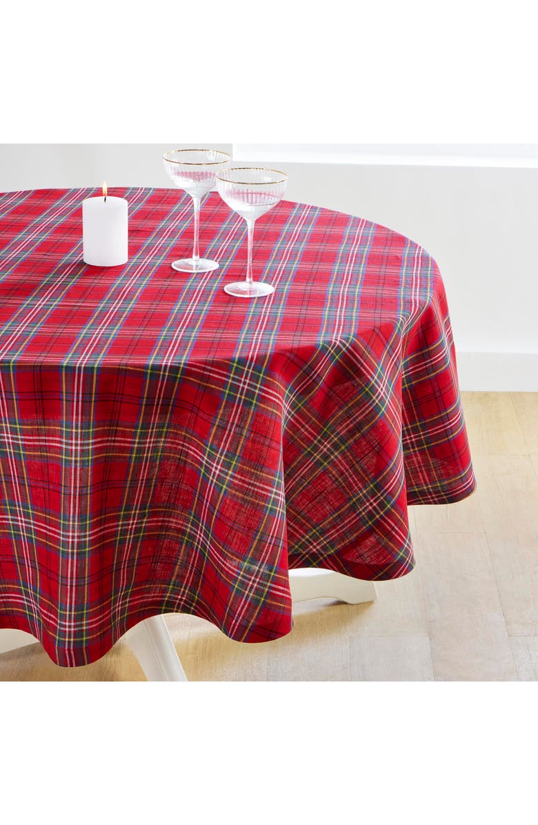 Solino Home Linen Round Tablecloth - Classic tartan Plaid, Alternate, color, Red