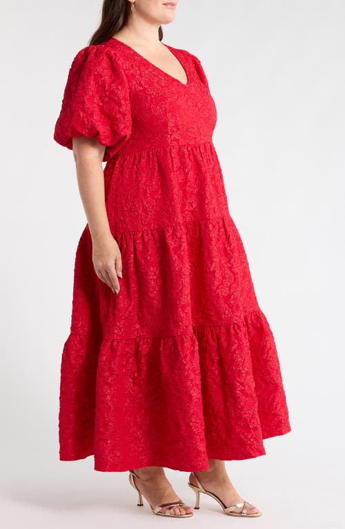 Sugarlips Arielle Floral Jacquard Maxi Dress In Red