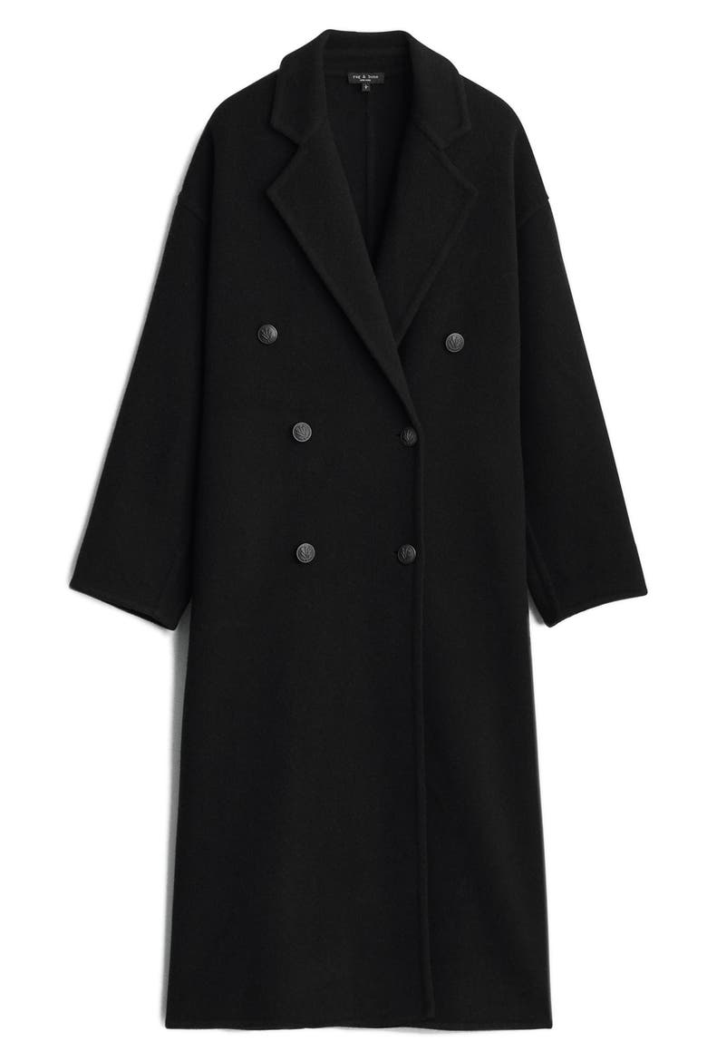 Thea Double Breasted Wool Coat, Alternate, color, BLACK