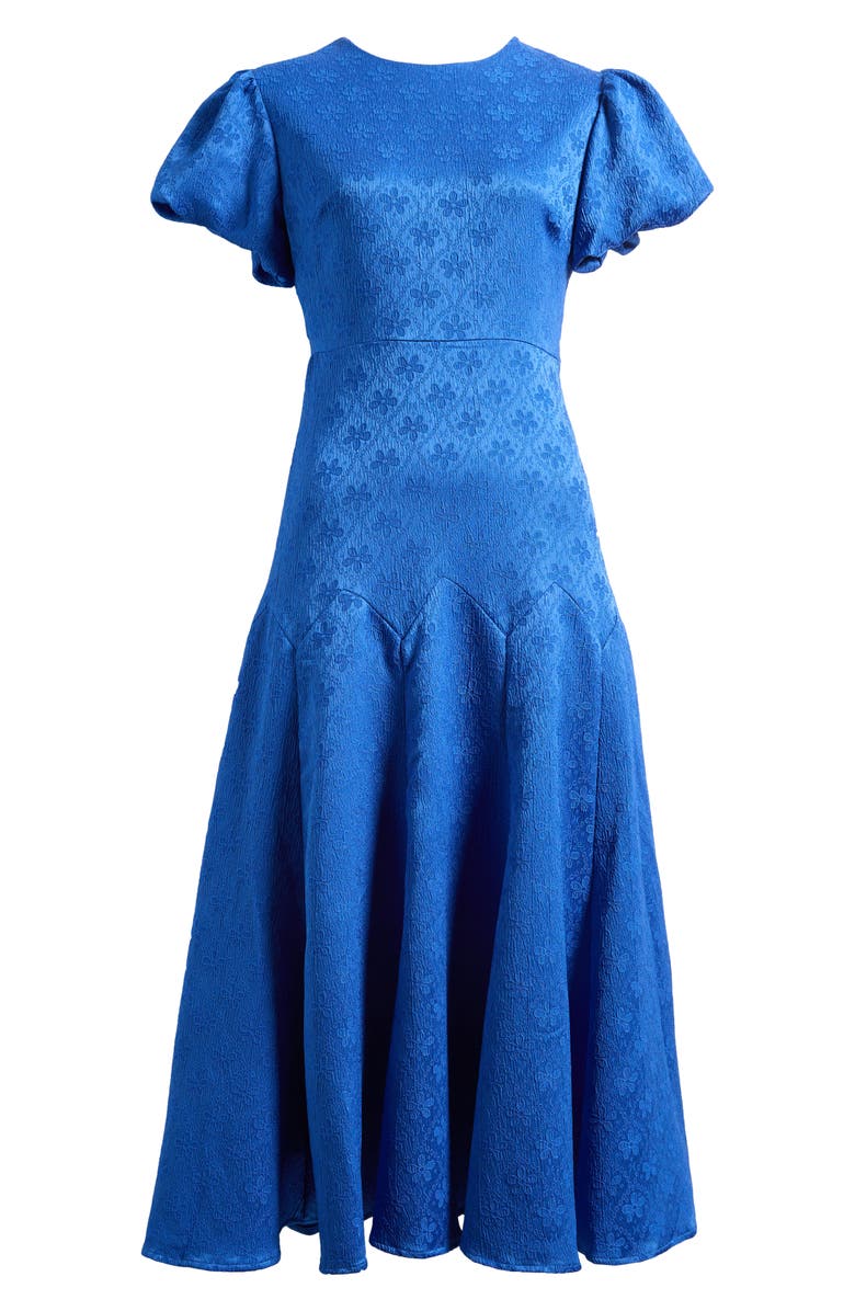 Sister Jane Oriel Geo Floral Satin Jacquard Dress, Alternate, color, Blue