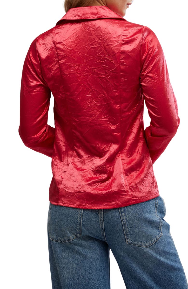 Free People Star Eyes Crinkle Satin Top, Alternate, color, Retro Red