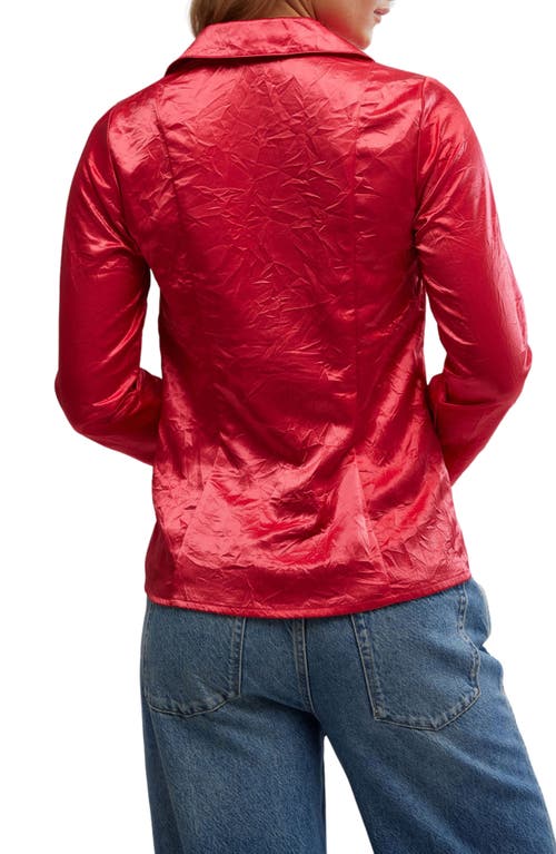 Free People Star Eyes Crinkle Satin Top In Retro Red