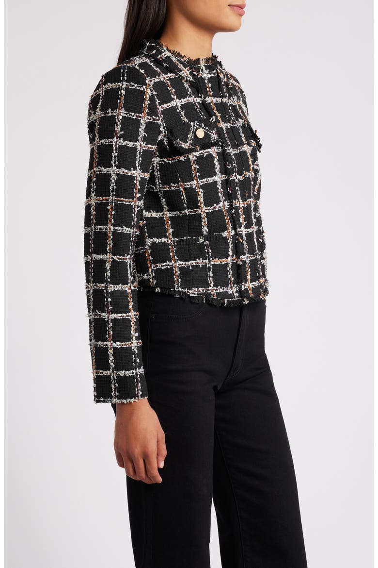 Fringe Tweed Jacket, Alternate, color, RICH BLACK