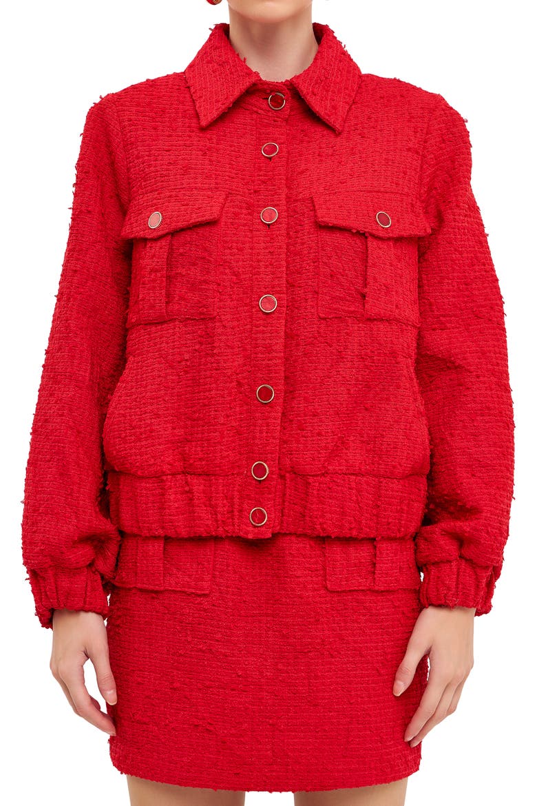 Bouclé Jacket, Alternate, color, RED