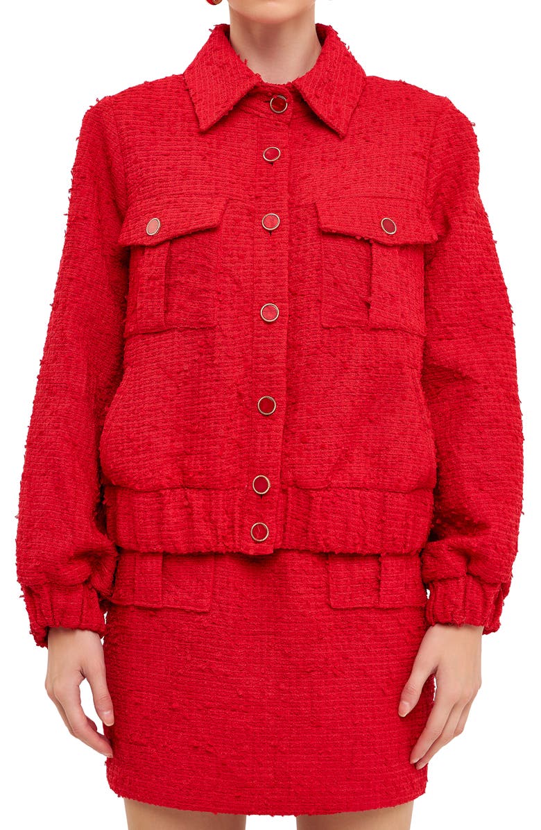 Endless Rose Bouclé Jacket, Alternate, color, Red