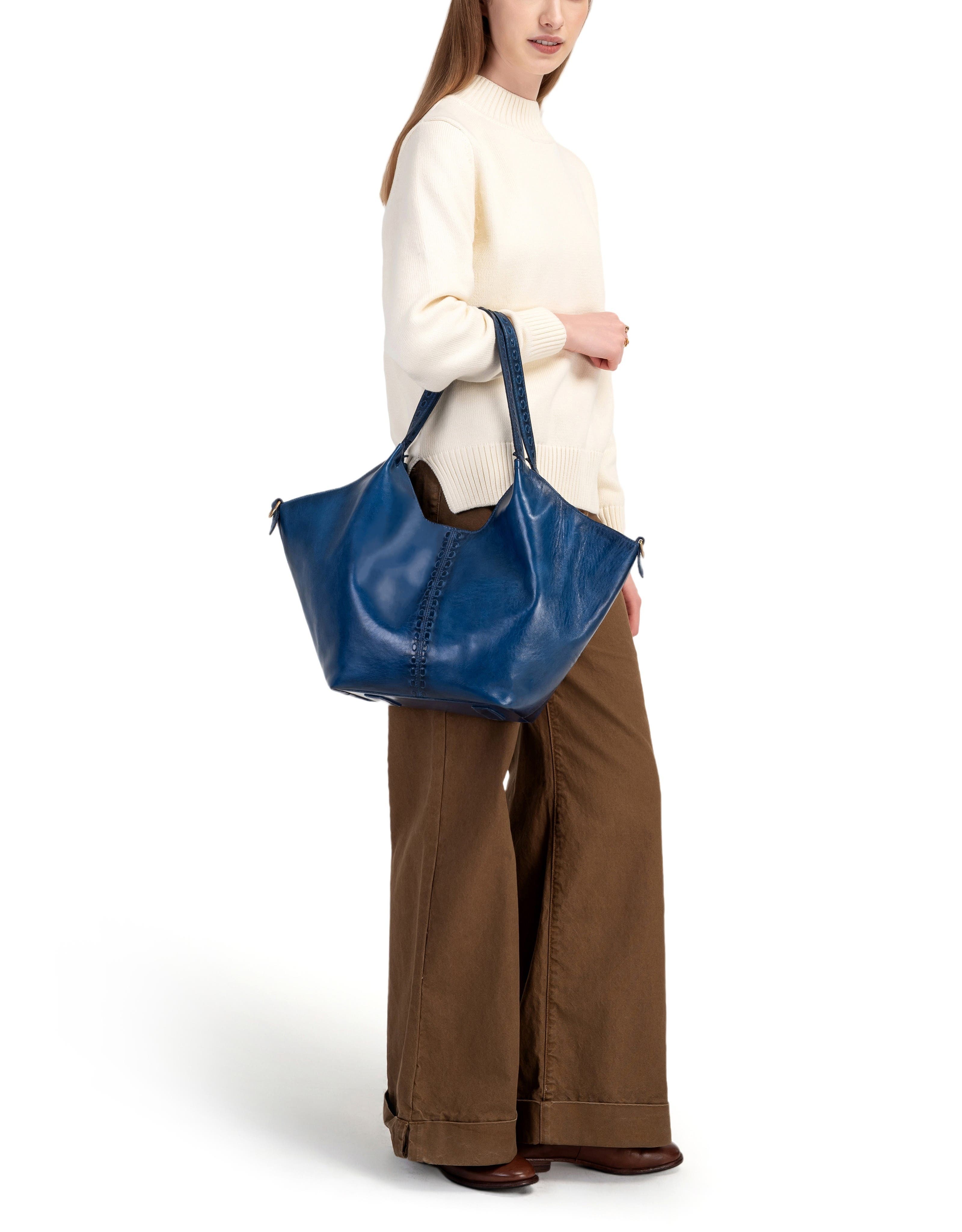 OLD TREND Wisteria Small Handwoven Leather Tote, Alternate, color, Blue