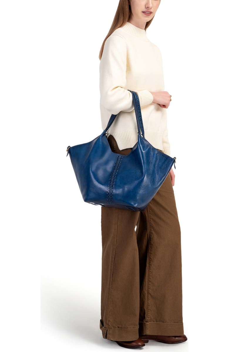 OLD TREND Wisteria Small Handwoven Leather Tote, Alternate, color, Blue