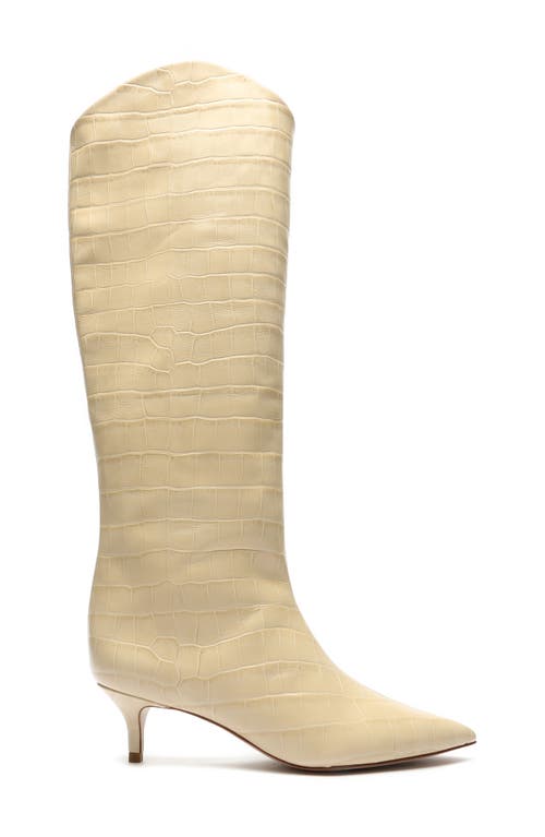Schutz Maryana Lo Crocodile-embossed Leather Boot In Almond Buff
