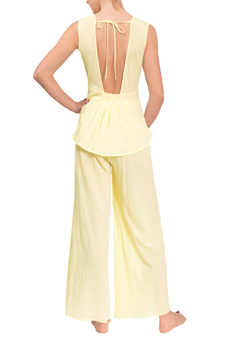 Deep V Wide Leg Pajamas, Alternate, color, LIMONCELLO